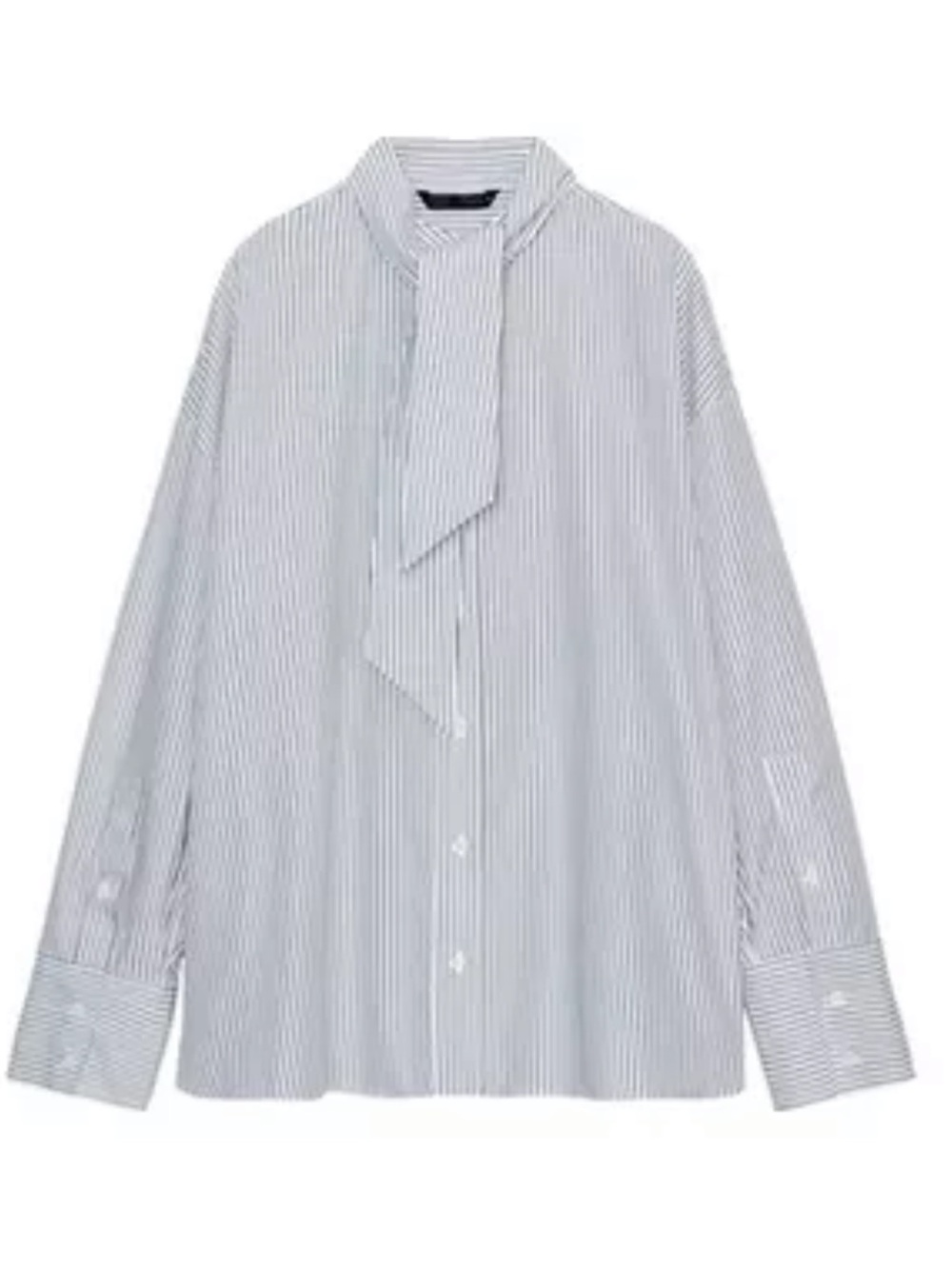 Zara STRIPED POPLIN SHIRT WITH SCARF DETAIL M